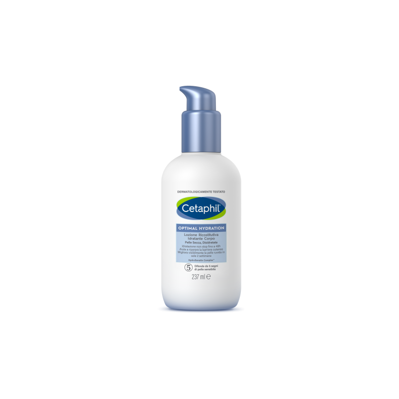 Cetaphil Optimal Hydration, Lozione Ricostitutiva Idratante Corpo, per Pelle Secca e Sensibile, Idratazione Intensa 48 Ore, Formato 237 ml