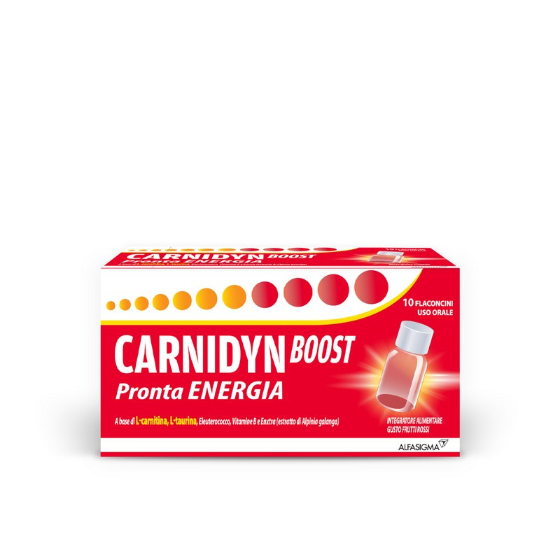 Carnidyn Boost - integratore tonico a base di Carnitina e Alpinia Galanga per extra energia - utile in caso di stanchezza, spossatezza 10 FLACONCINI