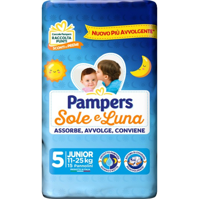 PAMPERS SOLE E LUNA JUNIOR 15 pezzi Taglia 5