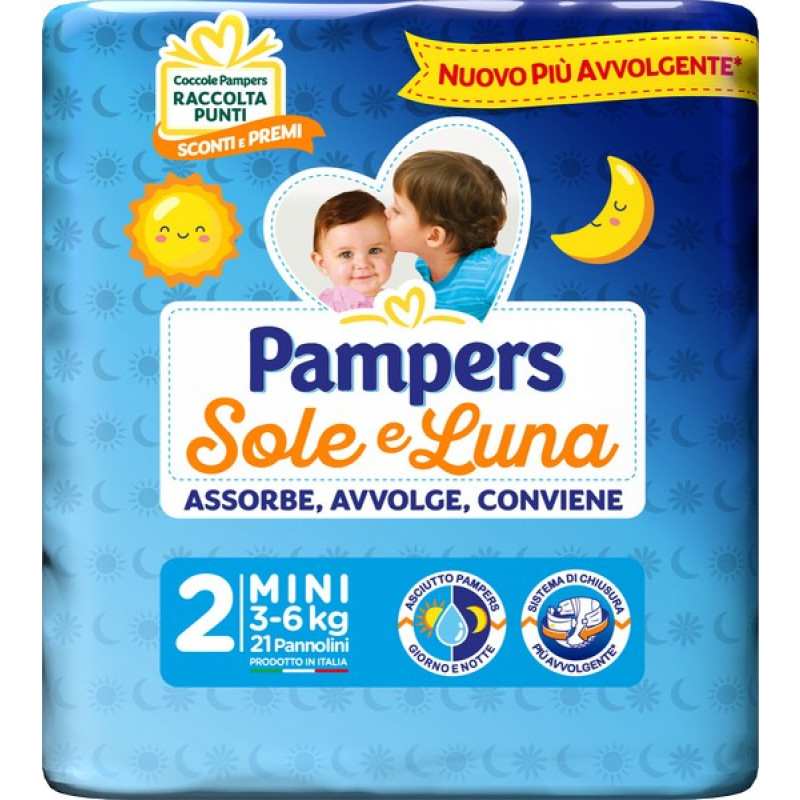 PAMPERS Sole&Luna - 21 pannolini Taglia 2 dai 3 ai 6 Kg