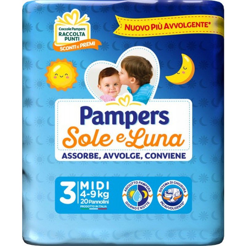 PAMPERS Sole&Luna - 20 pannolini Taglia 3 dai 4 ai 9 Kg
