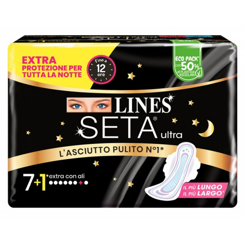 LINES SETA ULTRA EXTRA NOTTE - ASSORBENTE MASSIMO CONTENIMENTO 7+1PZ