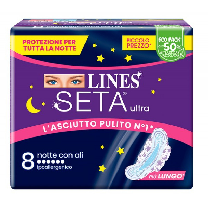 LINES SETA ULTRA NOTTE - ASSORBENTI MASSIMO CONTENIMENTO - 8PZ