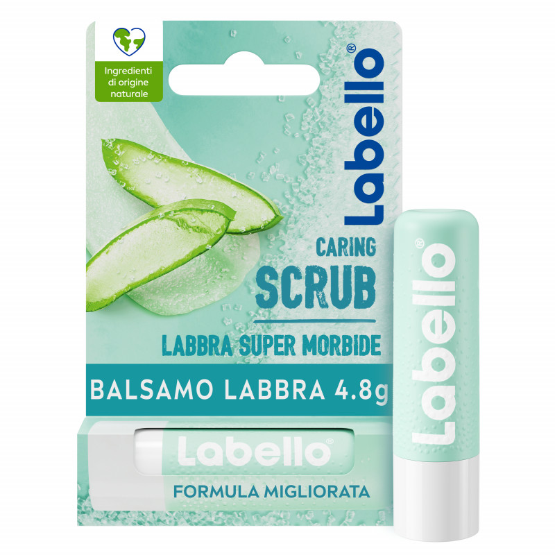 Labello Scrub Idratante Aloe Vera 4.8 g, Balsamo labbra scrub con particelle esfolianti e Aloe Vera