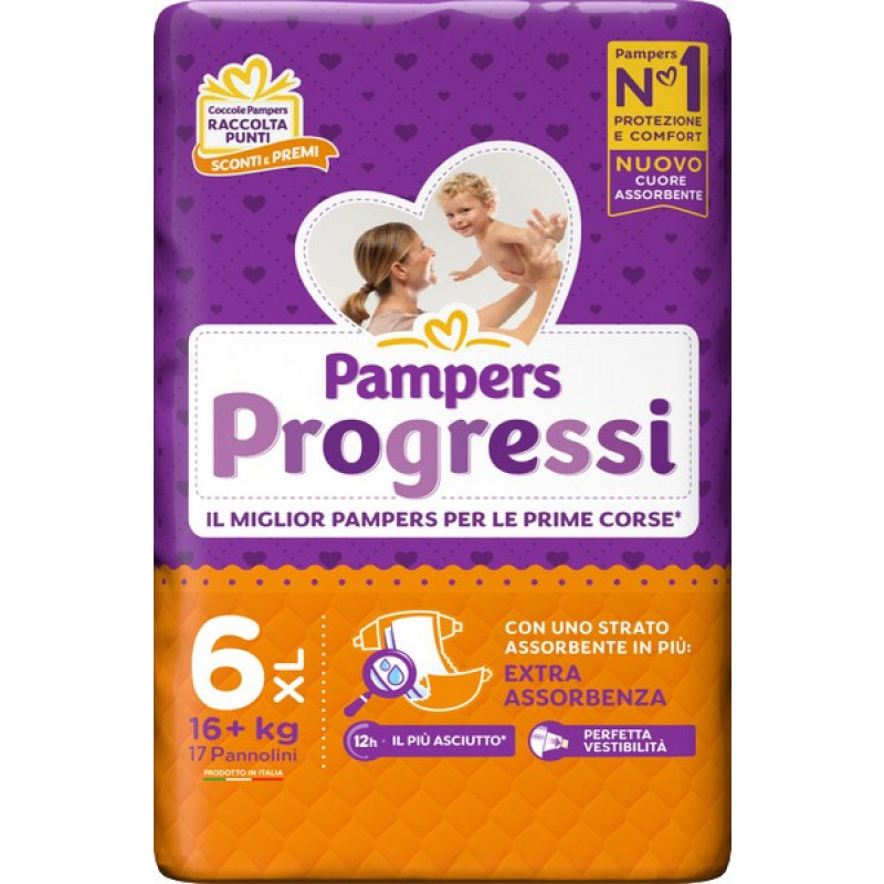 PAMPERS Progressi 17 Pannolini Taglia 6+-XL dai 16kg
