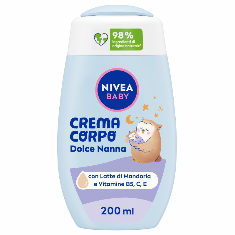 Nivea Baby Crema Corpo Dolce Nanna 200 ml, Crema bambini corpo per una pelle nutrita e protetta