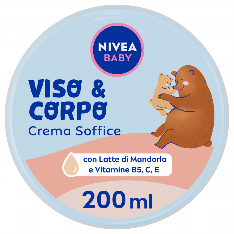Nivea Baby Viso & Corpo Crema Soffice 200 ml, Crema bambini corpo e viso idratante e nutriente