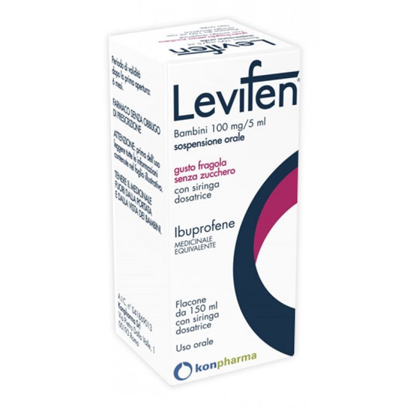 Levifen 100 mg/5 ml Ibuprofene Analgesico 150 ml Fragola