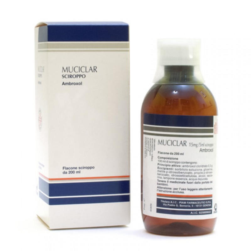Muciclar Sciroppo 15 mg/5 ml Ambroxolo cloridrato Tosse 200 ml
