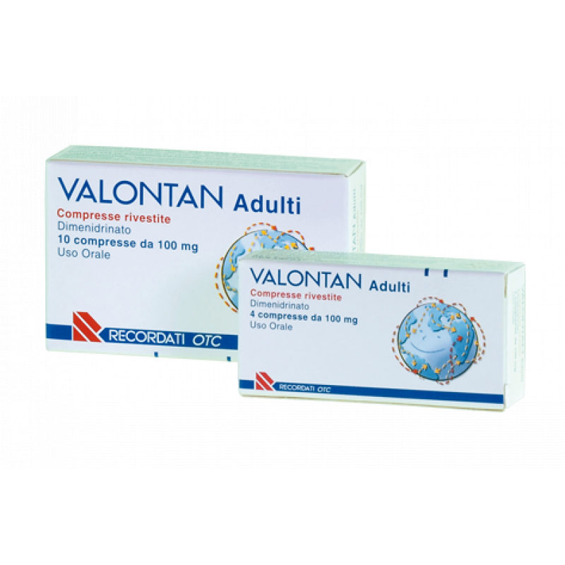 Valontan Adulti 100 mg Dimenidrinato Antinausea 4 Compresse Rivestite