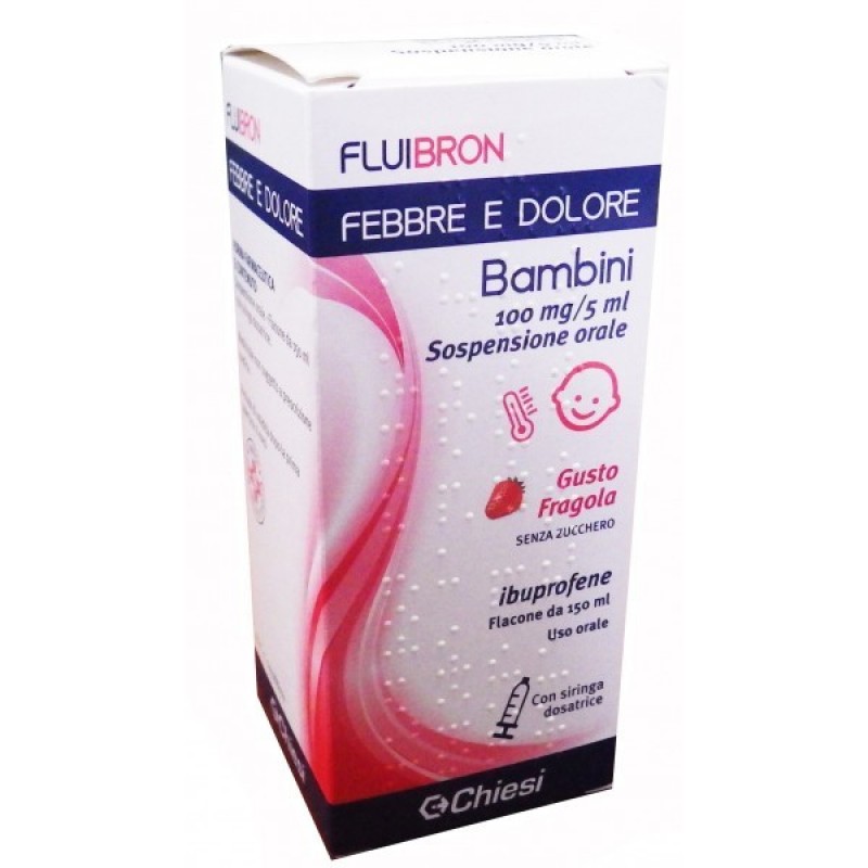Fluibron Febbre e Dolore Bambini Sciroppo 100mg/5ml Gusto Fragola 150 ml