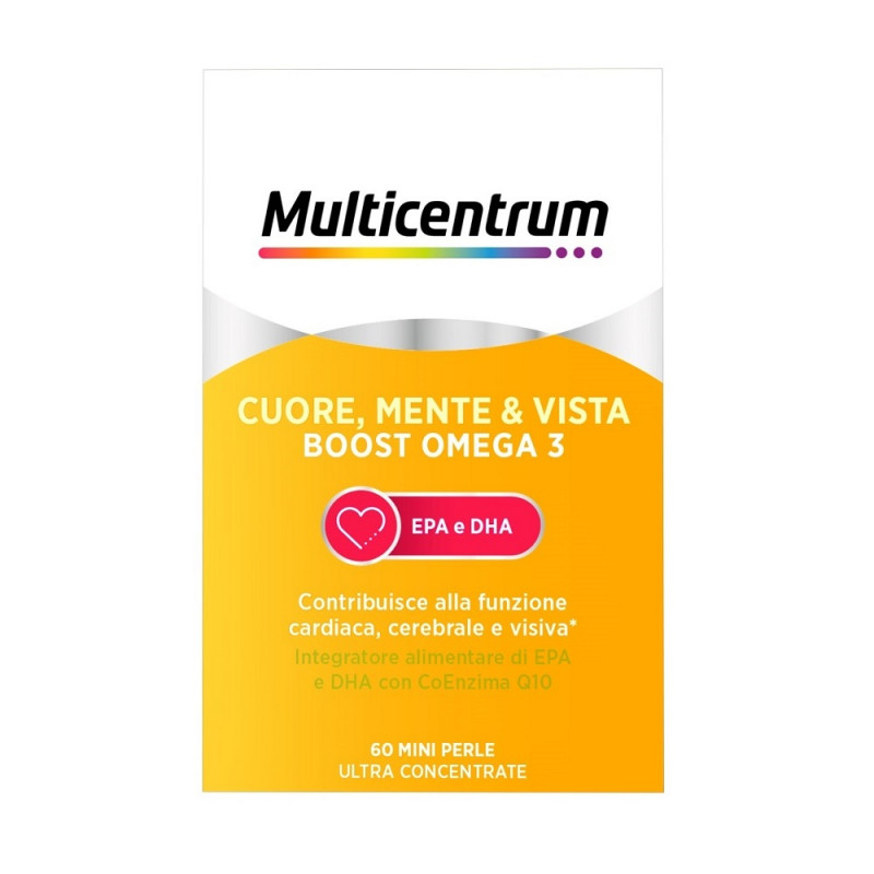 Multicentrum Cuore Mente Vista Boost Omega 3 Integratore Alimentare EPA e DHA Coenzima Q10 60 perle - SCADENZA MAGGIO 2025