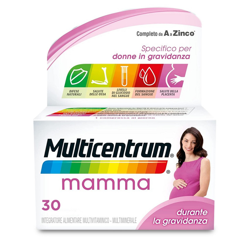 Multicentrum Mamma Integratore Alimentare Multivitaminico Multiminerale Gravidanza Acido Folico 30Cp