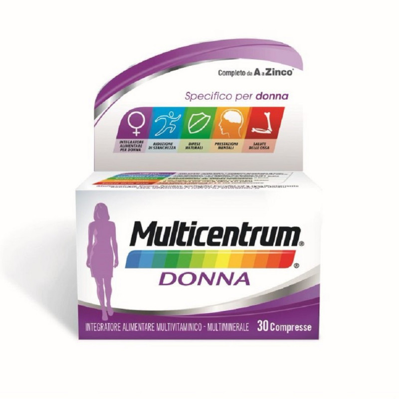 Multicentrum Donna Integratore Alimentare Multivitaminico Vitamina D Calcio Ferro Acido Folico 30Cpr