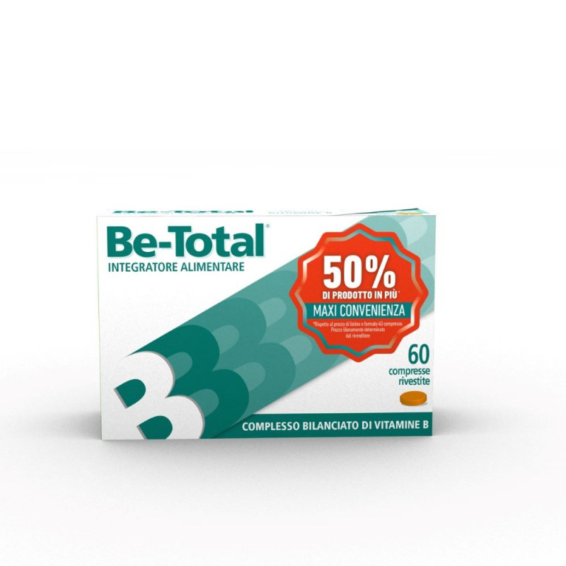 Be-Total Integratore Alimentare Vitamina B Vitamina B12 Acido Folico Energia per Adulti 60 Cpr