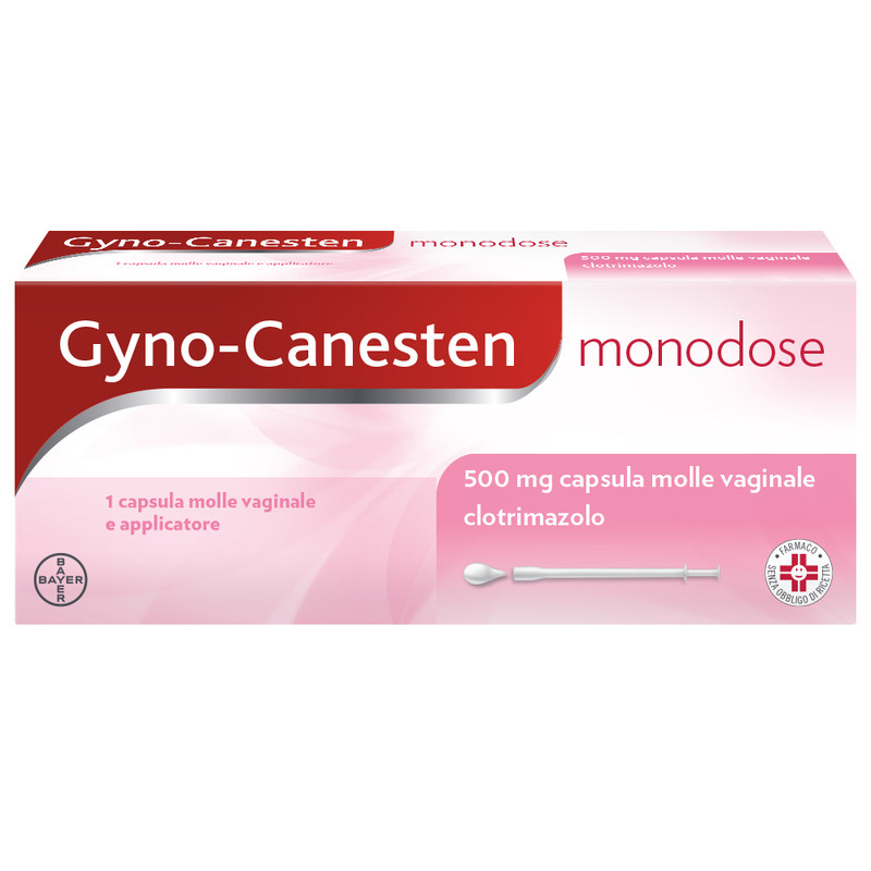 Gyno-Canesten Monodose, Per Sintomi e Cause della Candida, con 500 mg di Clotrimazolo, 1 Capsula molle Vaginale + Applicatore