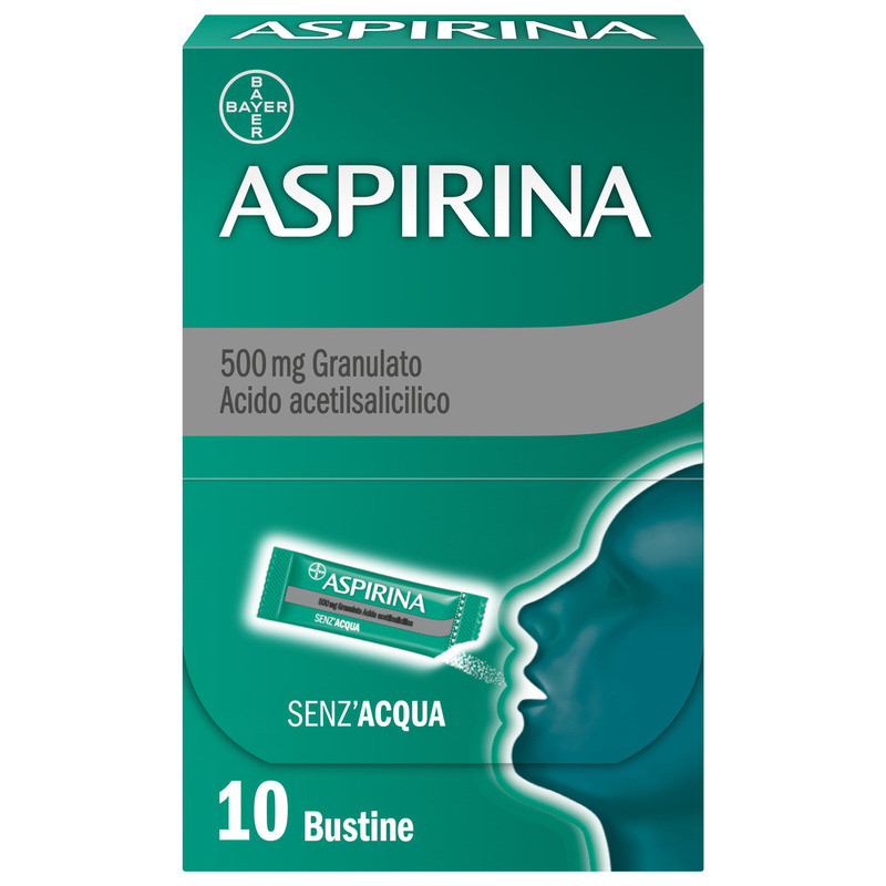 Aspirina in Granuli Senza Acqua, Antidolorifico e Antinfiammatorio contro Mal di Testa, Dolore e Infiammazione, Aroma Cola, 10 Buste orosolubili