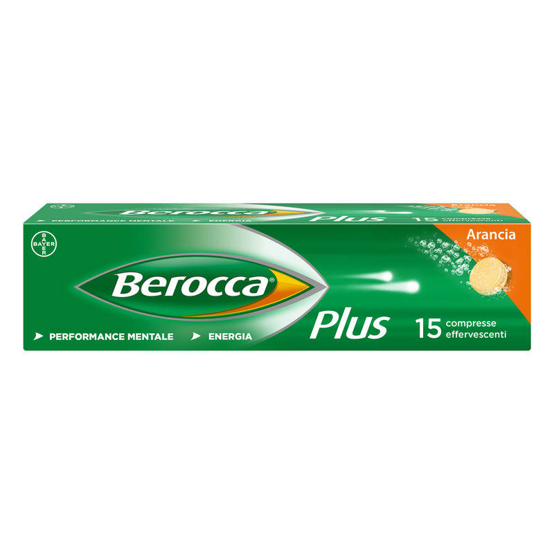 Berocca Plus, Integratore Alimentare, contro Stanchezza Fisica e Mentale, con Vitamine B, Vitamina C, Calcio, Magnesio e Zinco, Gusto Arancia, 15 Compresse Effervescenti