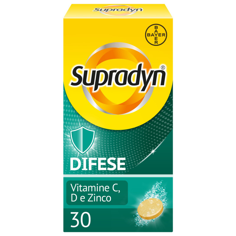 Supradyn Difese Adulto Integratore Multivitaminico con Vitamina D, Vitamina C e Zinco, per il Sistema Immunitario, 30 Compresse Effervescenti