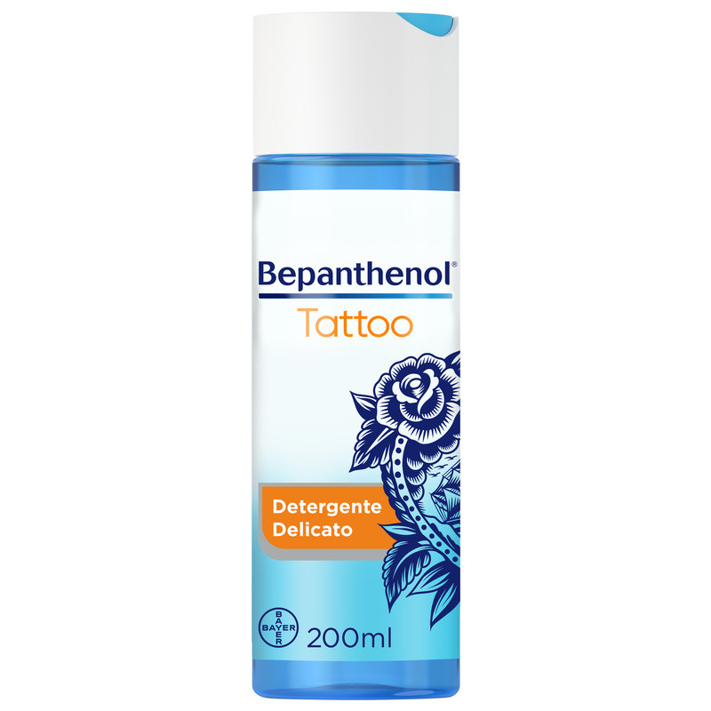 Bepanthenol Tattoo Detergente Delicato per Tatuaggio, con Pantenolo, Protegge, Idrata e Rigenera la Pelle con Tatuaggi, 200ml