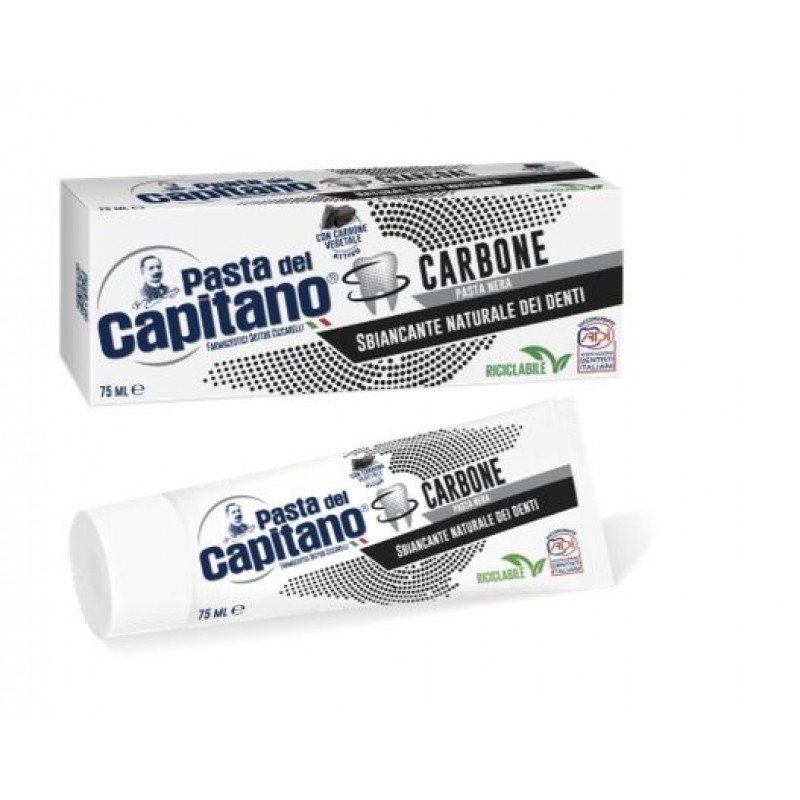 PASTA DEL CAPITANO DENTIFRICIO CARBONE VEGETALE ATTIVO Sbiancante naturale in PASTA NERA 100ML