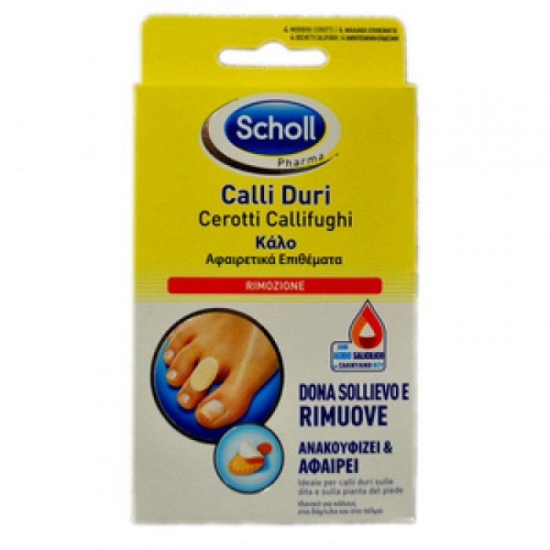 Scholl Cerotti Callifughi Rimozione Calli Duri 4 Cerotti + 4 Dischetti