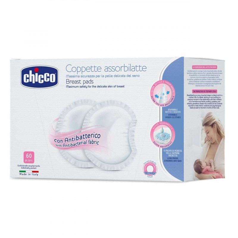 Chicco Coppette Assorbilatte Antibatteriche 60 Dischetti
