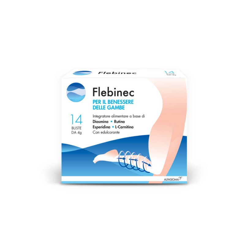 Flebinec - Integratore per tono venoso e drenaggio linfatico - 14 Bustine - SCADENZA MAGGIO 2025