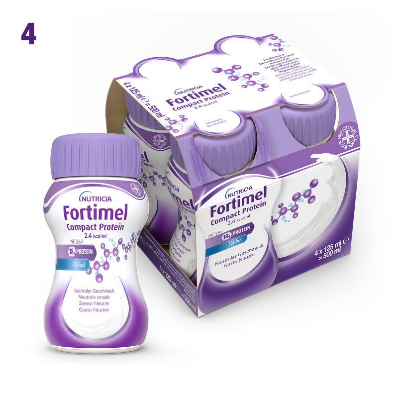 Nutricia Fortimel Compact Protein, Gusto Neutro, Ipercalorico e Iperproteico, 4x125ml