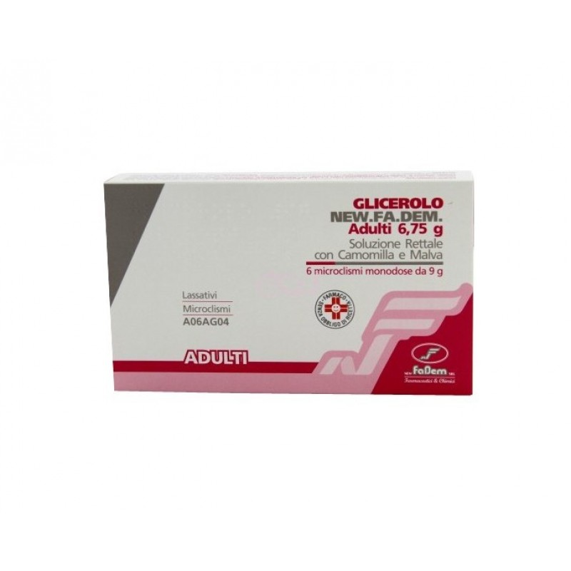Glicerolo New Fadem Adulti 6,75g Soluzione Rettale 6 Microclismi Con Camomilla e Malva