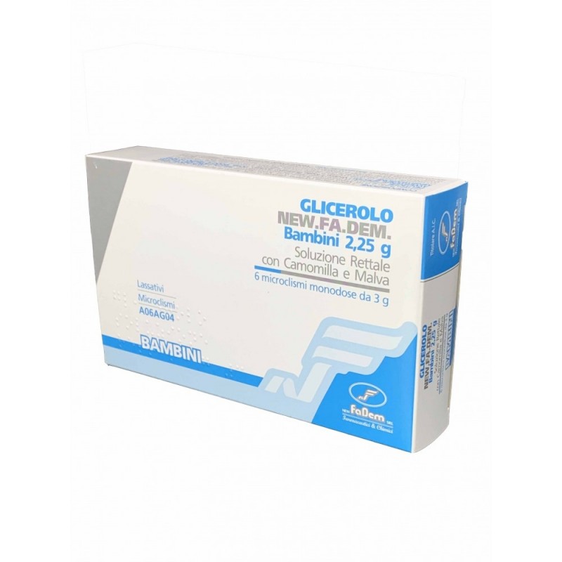 Glicerolo New Fadem Bambini 2,25g Soluzione Rettale 6 Microclismi Con Camomilla e Malva