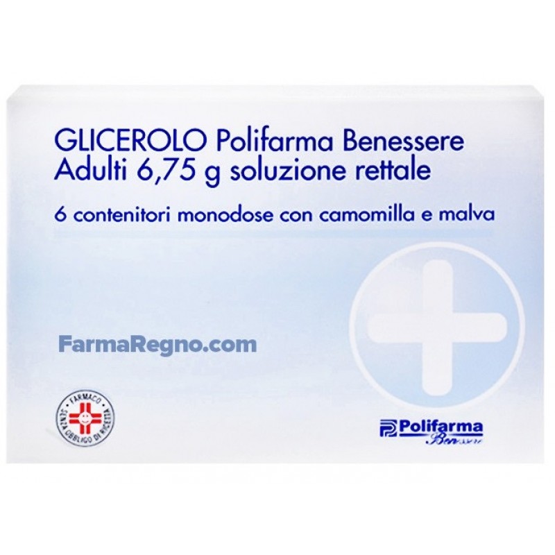 Glicerolo Polifarma Benessere Adulti 6,75g Soluzione Rettale 6 Monodose con Camomilla e Malva