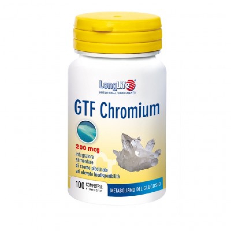 LongLife GTF Chromium Integratore di Cromo Picolinato 100 Compresse
