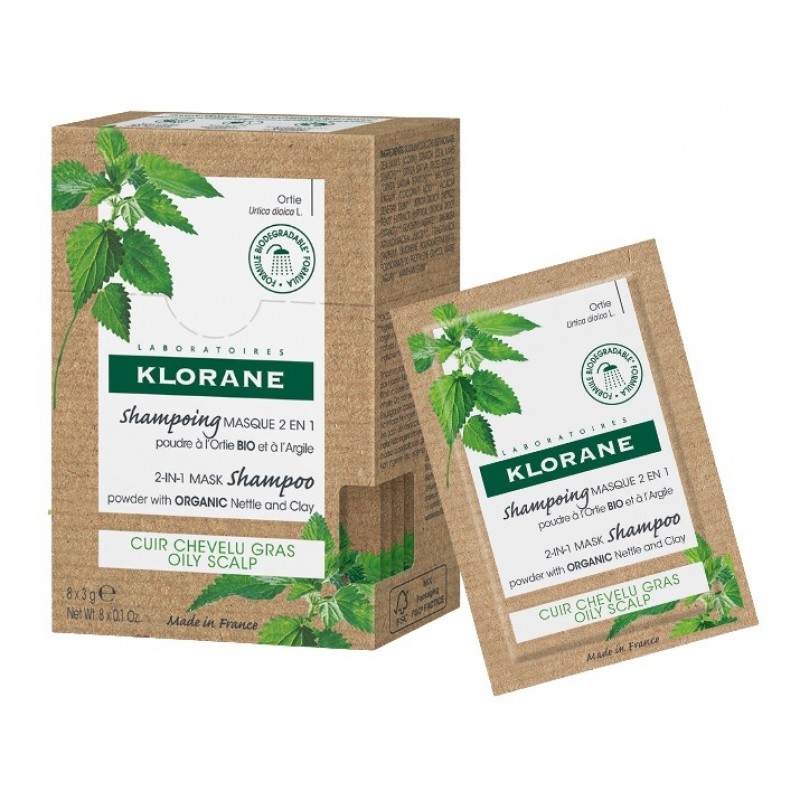 Klorane Shampoo Maschera 2 in 1 per Capelli 8 Bustine da 3g