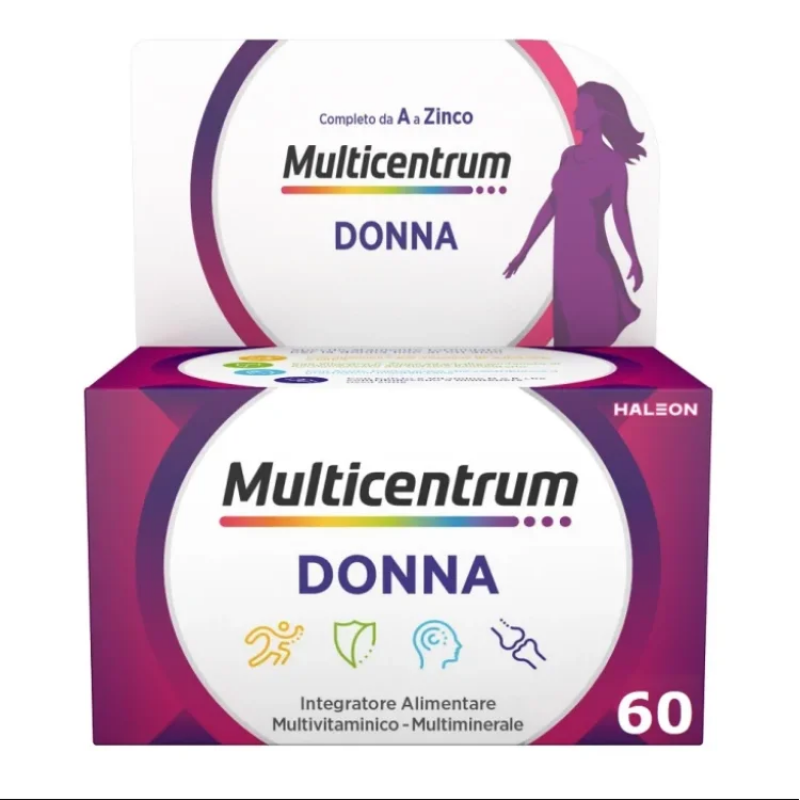 Multicentrum Donna Integratore Alimentare Multivitaminico Vitamina D Calcio Ferro Acido Folico 60Cpr