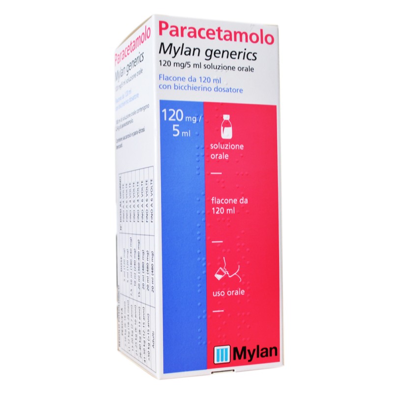 Paracetamolo Mylan 120 mg/5 ml Soluzione Orale Flacone 120 ml