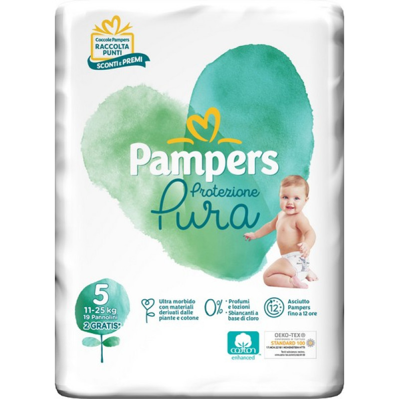 PAMPERS Protezione Pura 19 pannolini Taglia 5-JUNIOR (11-25kg)