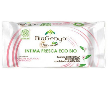 Biogenya Salviettine Intime di Cotone Bio Fresche 12 Pezzi