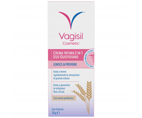 Vagisil Crema Intima Idratante e Lenitiva, Aiuta a Prevenire le Irritazioni e il Prurito Intimo Fino 8 Ore. Con Avena Prebiotica Naturale. Uso Esterno. 30g