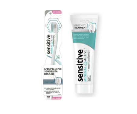 MENTADENT SENSITIVE MINERAL ACTIVE KIT Dentifricio + Spazzolino