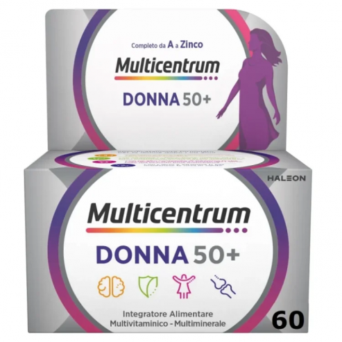 MulticentrumDonna50+IntegratoreAlimentareMultivitaminicoMultimineraleCalcioFerroZinco60Cpr